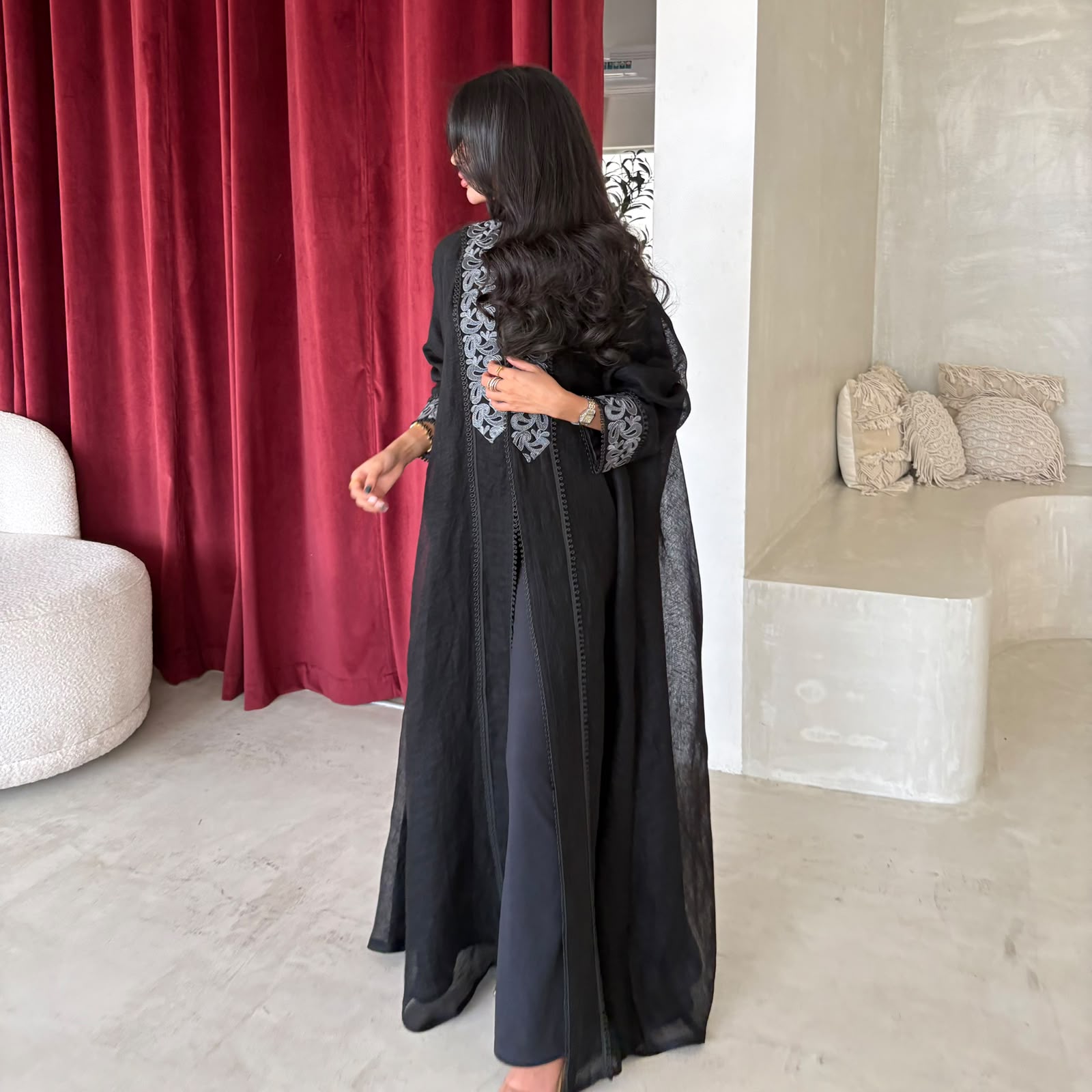Black Embroidered Abaya 1