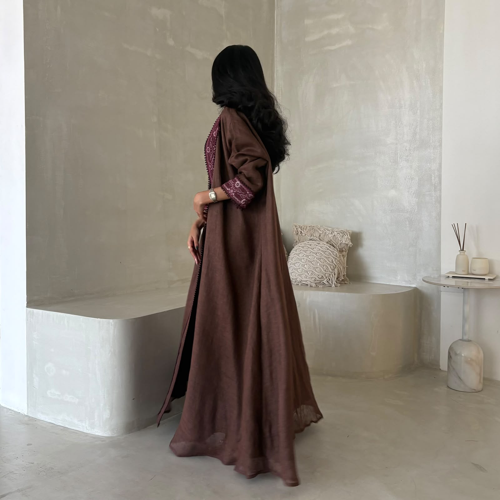 Brown Embroidered Abaya 1